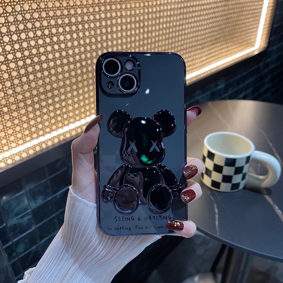 Electroplate Blue Violent Bear in Dark Background iPhone Case - Picture 9 of 14